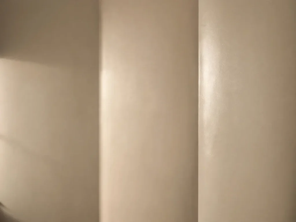 Parede com faixas em fosco, acetinado e semibrilho mostrando a diferença de brilho