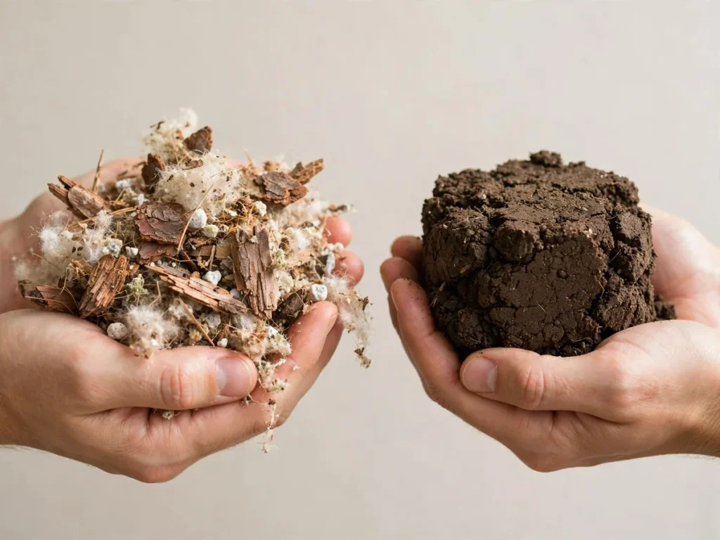 Comparação entre substrato leve e aerado e terra compactada em forma de bloco